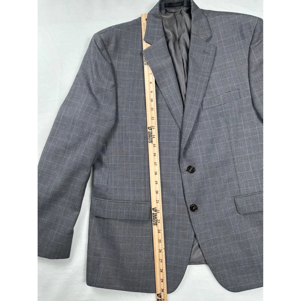 Ralph Lauren Men's Gray Plaid Two‎ Button Blazer Sport Coat Jacket